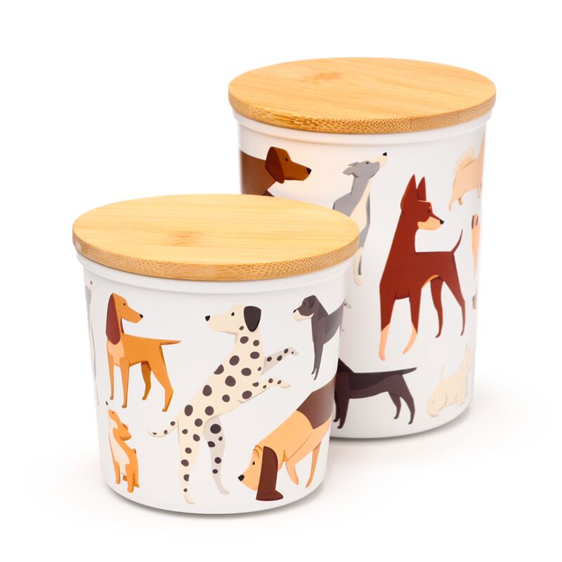 Load image into Gallery viewer, Barks hond set van 2 rpet en bamboe voorraadpotten s m
