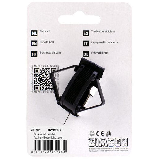 Load image into Gallery viewer, Simson fietsbel mini 32mm, flex-band bevestiging zwart
