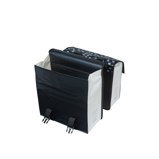 Basil Urban Load dubbele fietstas - zwart groen, waterafstotend, 53L