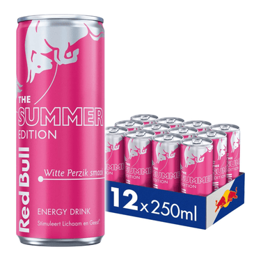Red bull summer witte perzik blik (12x 250ml)