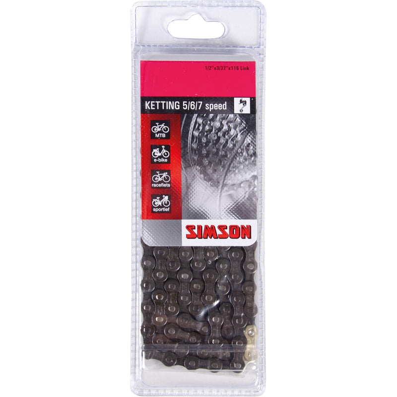 Afbeelding laden in galerijviewer, Simson Ketting Derailleur 5 6 7 - hoogwaardige fietsketting, 116 schakels, 1 2 x 3 32
