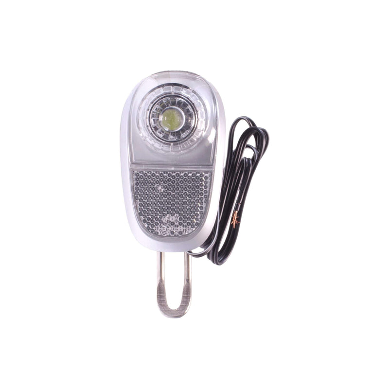 Load image into Gallery viewer, Simson voorvorkkoplamp LED zwart naafdynamo op kaart
