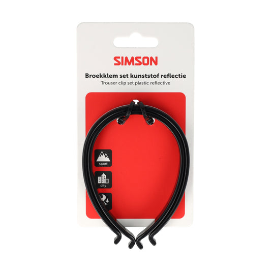 Simson broekklemmen kunststof met reflectie