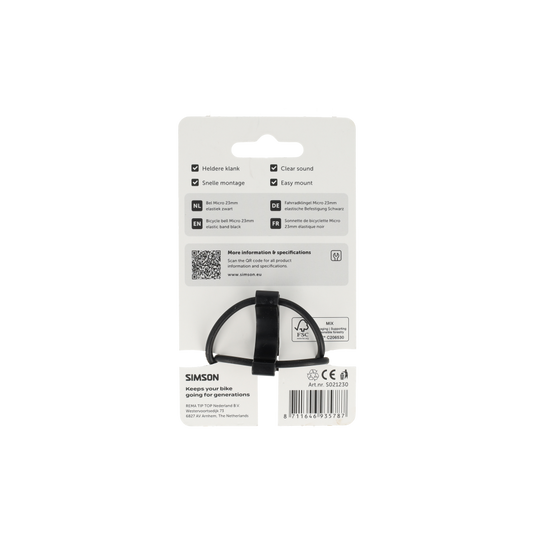 Rema tip top nederland b.v. simson fietsbel micro 23mm rubber elastiek bevestiging zwart
