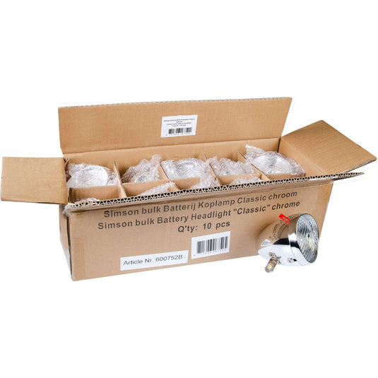 batterij koplamp Classic - chroom (10 stuks in