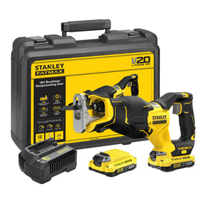 Stanley fatmax sfmcs310d2k 20v max* brushless accu reciprozaag | 2 x 2.0ah accu's + lader | in koffer - sfmcs310d2k-qw