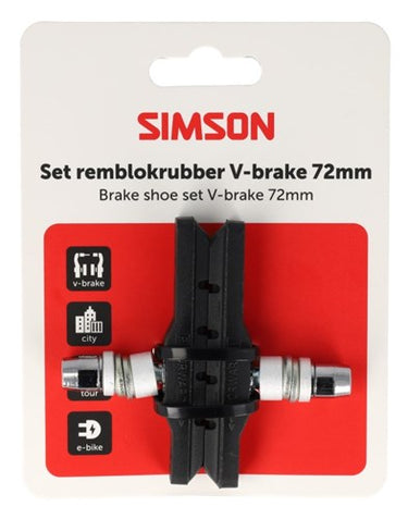 remblokken V-brake 72 x 12,5 mm zwart 2 stuks