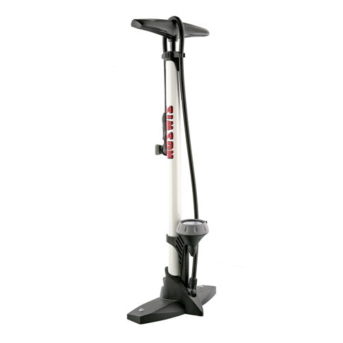 Afbeelding laden in galerijviewer, fietspomp met manometer staal 61 cm wit (020601)
