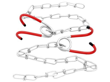 ophangkettingen met haken rood zilver 2 stuks