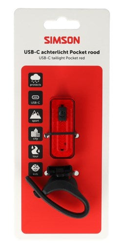 Simson koplamp pocket usb-c rood