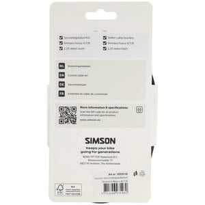 Simson versnellingskabelset shimano nexus 4 7 8 zwart rvs