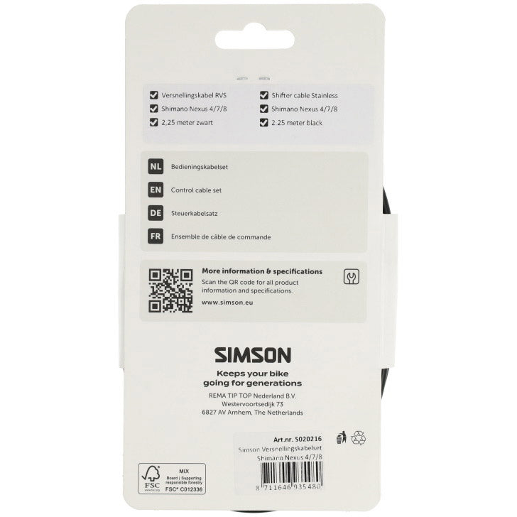 Afbeelding laden in galerijviewer, Simson versnellingskabelset nexus 4 7 8 rvs - zwart
