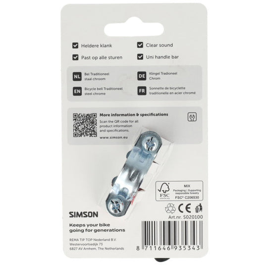 Simson bel traditioneel chroom staal