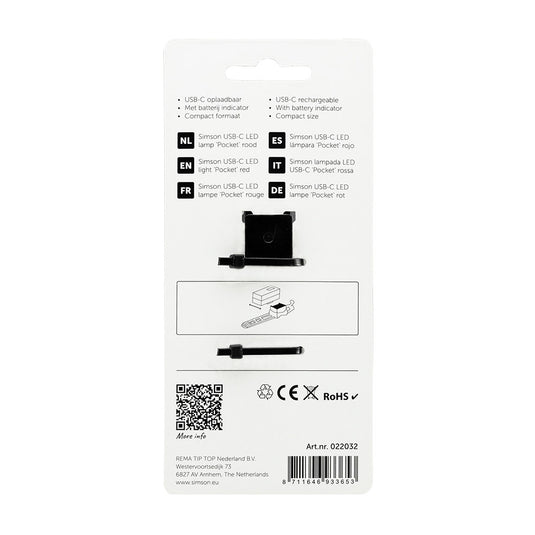 Simson achterlicht pocket usb-c rood