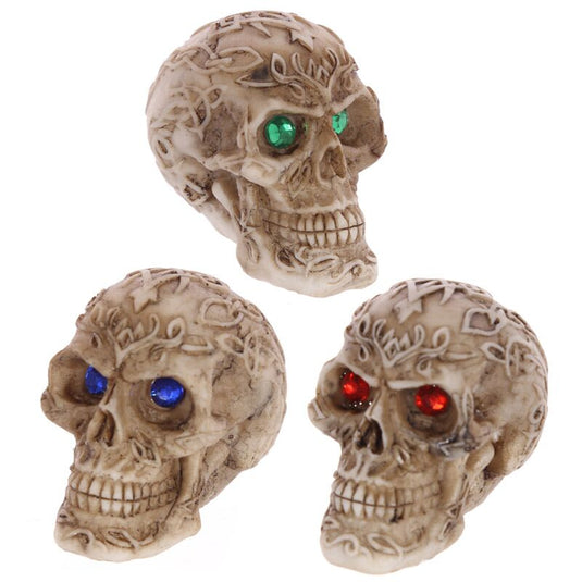 Mini keltische schedels edelsteen ogen woonaccessoire