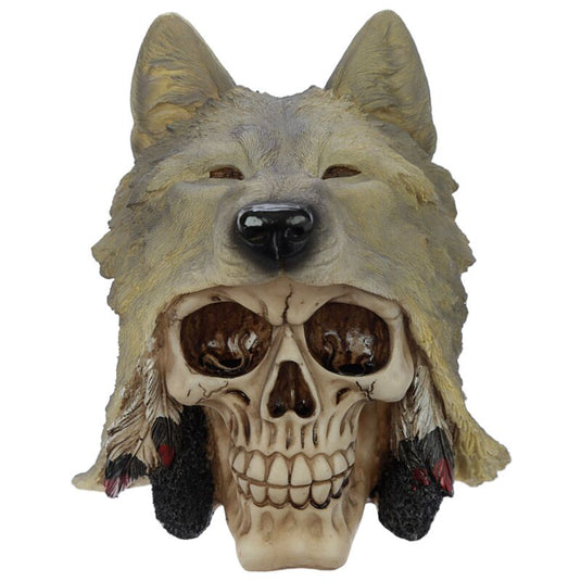 Schedel met wolf hoofd woonaccessoire