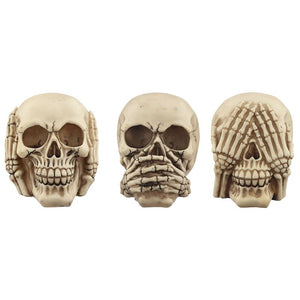 Set van 3 schedels horen zien zwijgen woonaccessoire