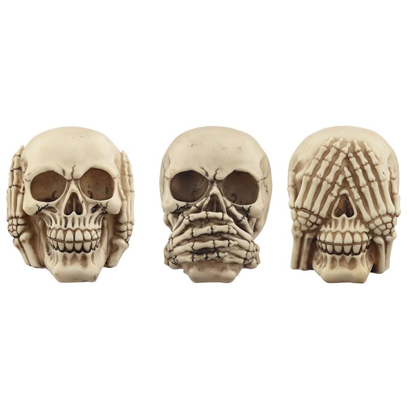 Load image into Gallery viewer, Set van 3 schedels horen zien zwijgen woonaccessoire
