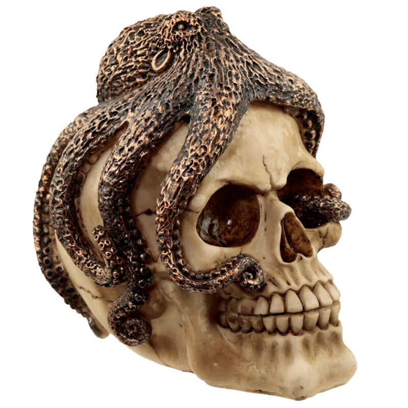 Load image into Gallery viewer, Bronskleurige octopus schedel woonaccessoire
