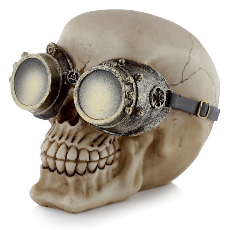 Load image into Gallery viewer, Steam punk stijl schedel met bril woonaccessoire
