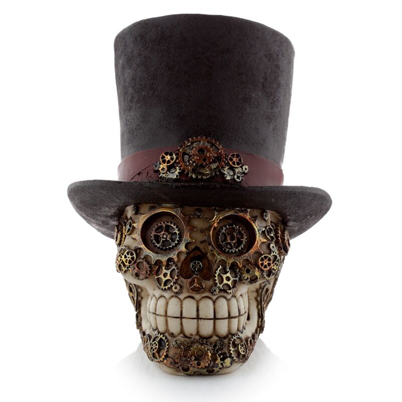 Load image into Gallery viewer, Steam punk stijl schedel met hoge hoed woonaccessoire
