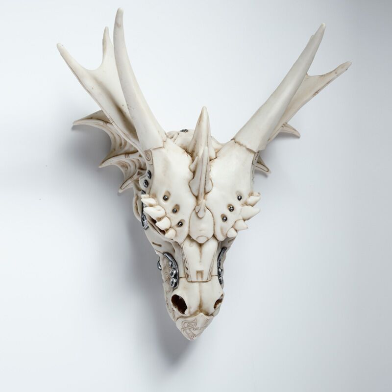 Load image into Gallery viewer, Drakenschedel decoratie metallic woonaccessoire
