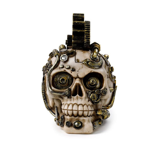 Steampunk stijl schedel met tandwielen en veren woonaccessoire