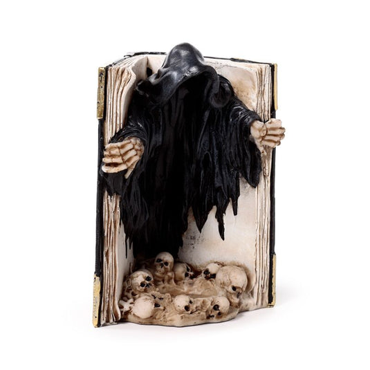 The reaper of death boek van schedels waxinelichthouder