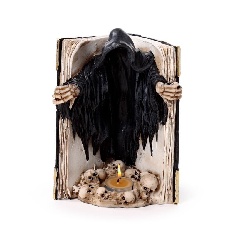 Load image into Gallery viewer, The reaper of death boek van schedels waxinelichthouder
