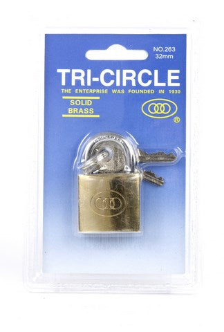 Buzaglo tri-circle hangslot square 38 mm. messing no. 264