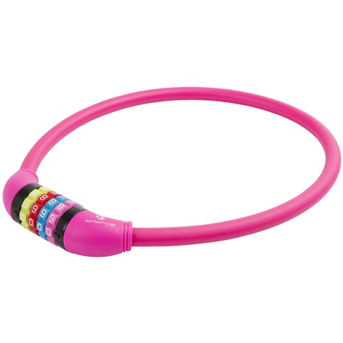 M-wave cijfer-kabelslot silicone roze 65cm12mm