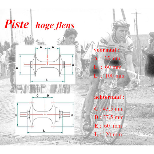 Miche naafset pista v + a 28g met hoge-flens zilver