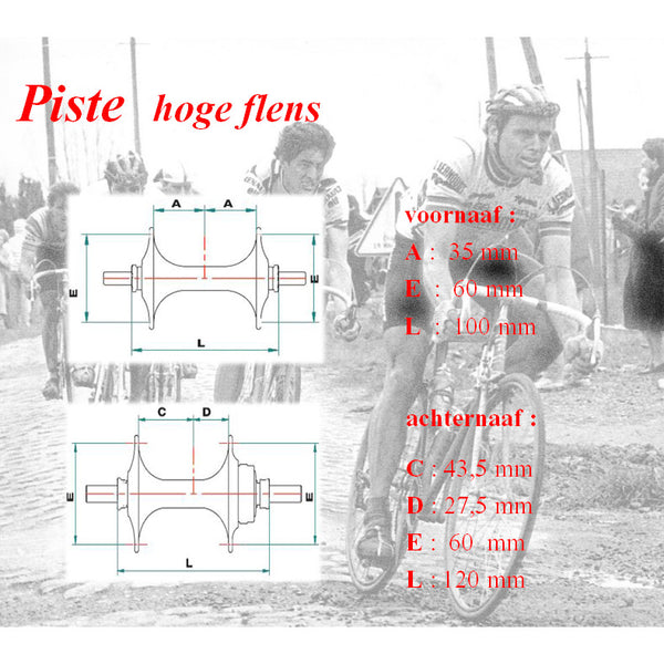 Miche Naafset Pista v + A 36g met hoge-flens zilver