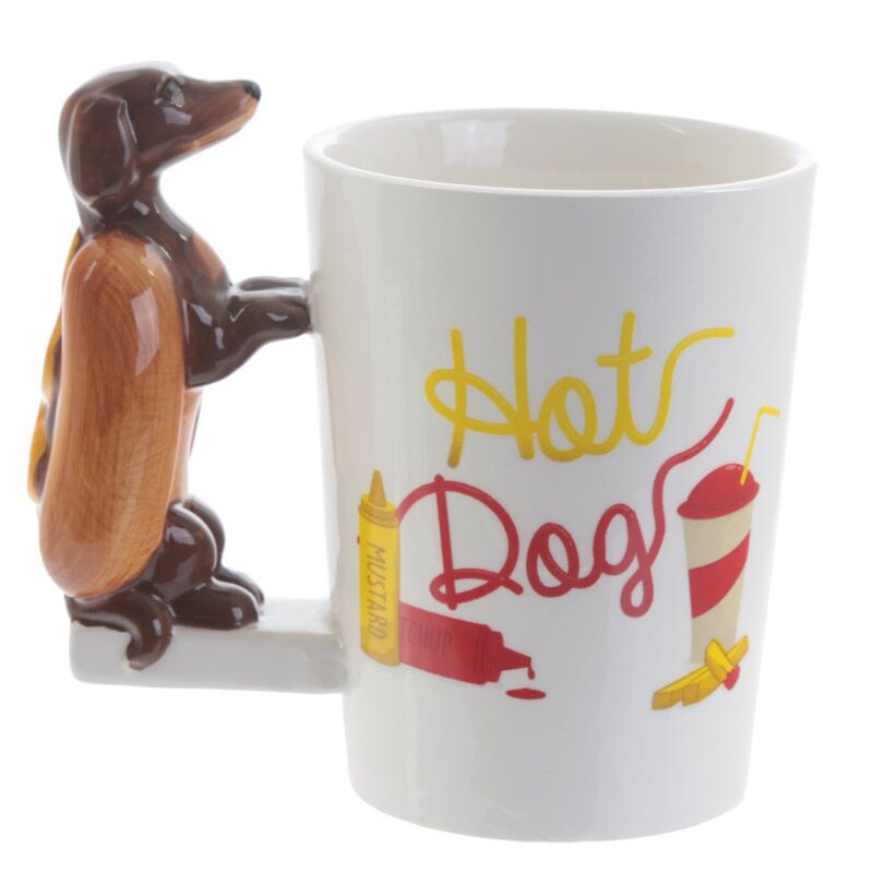 Load image into Gallery viewer, Worstenhond hot dog - gevormd handvat keramiek mok
