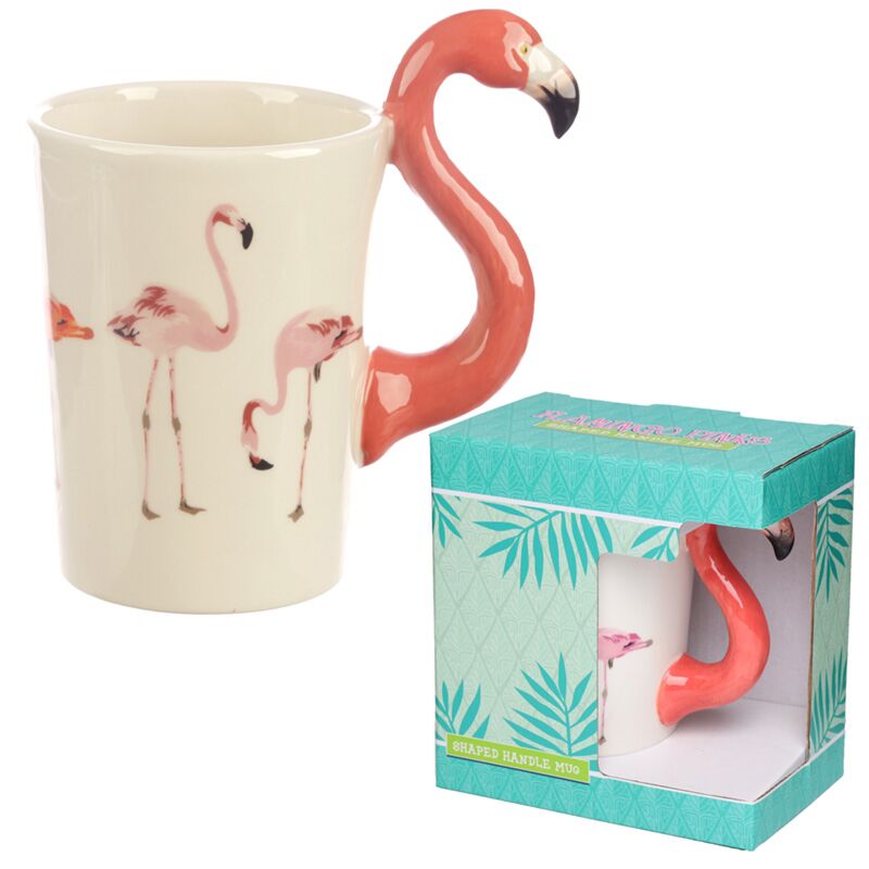 Load image into Gallery viewer, Flamingo roze - gevormd handvat keramiek mok
