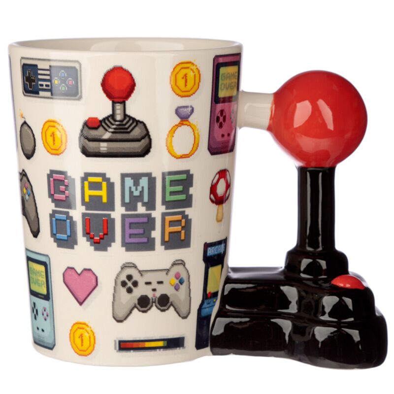 Load image into Gallery viewer, Game over joystick pixel - gevormd handvat keramiek mok
