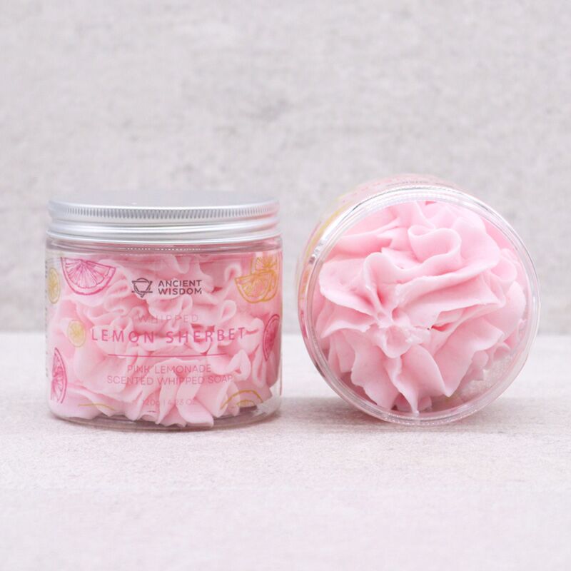 Load image into Gallery viewer, Roze limonade sherbet pot met whipped soap bodywash
