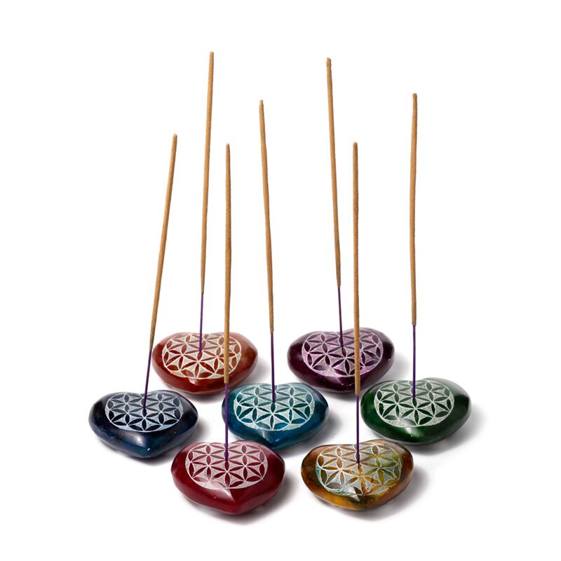 Load image into Gallery viewer, Zeepsteen chakra hart flower of life wierookstokjes houder
