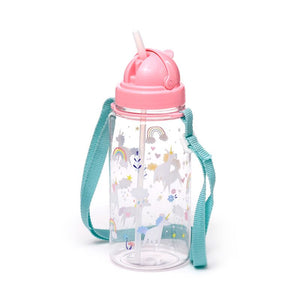 Ecozen kinder waterfles 450ml flip straw unicorn magic