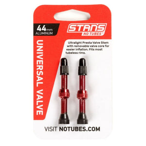 Stan's valve stem aluminium (pair) - universal, presta - red - 44mm
