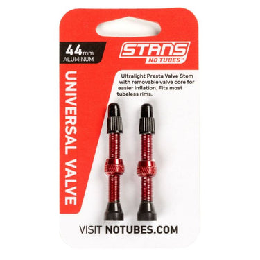 Stan's valve stem aluminium (pair) - universal, presta - red - 44mm