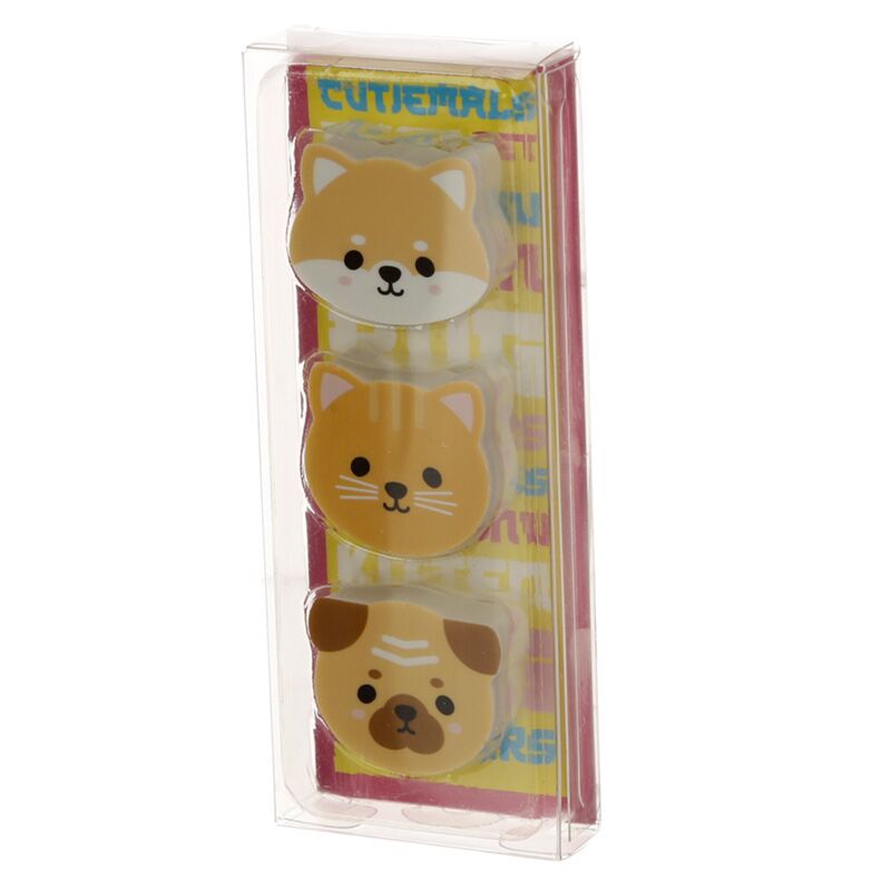 Load image into Gallery viewer, Set van 3 adoramals mopshond kat shiba inu gummen
