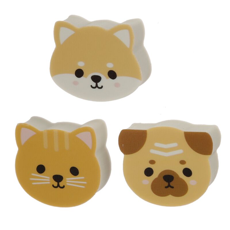 Load image into Gallery viewer, Set van 3 adoramals mopshond kat shiba inu gummen
