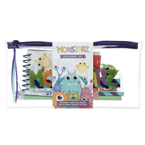 Monstarz monster 7-delig bureausetje in doorzichtig pennen etui
