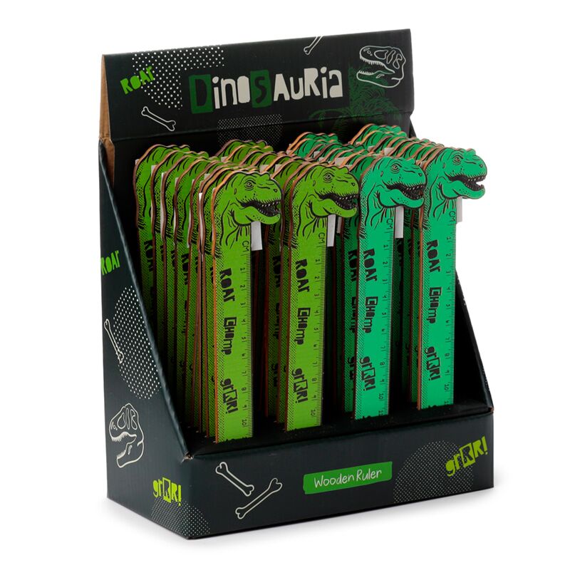 Load image into Gallery viewer, Dinosauria shaped top wooden ruler (15cm)
