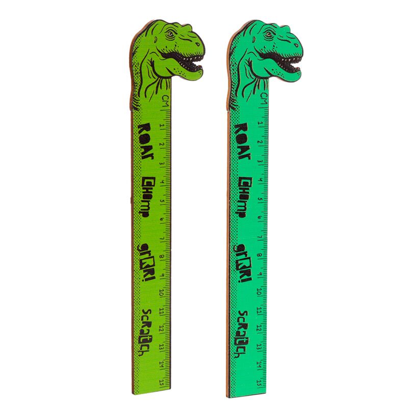 Load image into Gallery viewer, Dinosauria shaped top wooden ruler (15cm)
