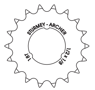 Sturmey-archer europa n.v. tandwiel sturmey archer 18t - 1 8 vlak model - chroom
