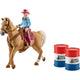 Schleich Farm World Barrel racing met cowgirl