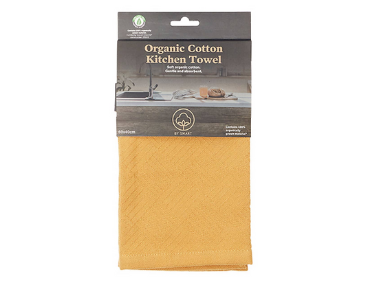Smart theedoek - 60x40 - mosterd - biokatoen