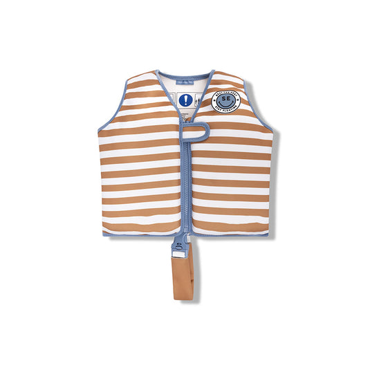 Softlines | bruin wit gestreept zwemvest 3-6 jaar